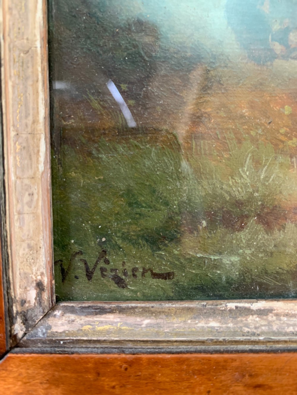 19th CENTURY OIL ON BOARD - SPANIELS IN A LANDSCAPE View VI