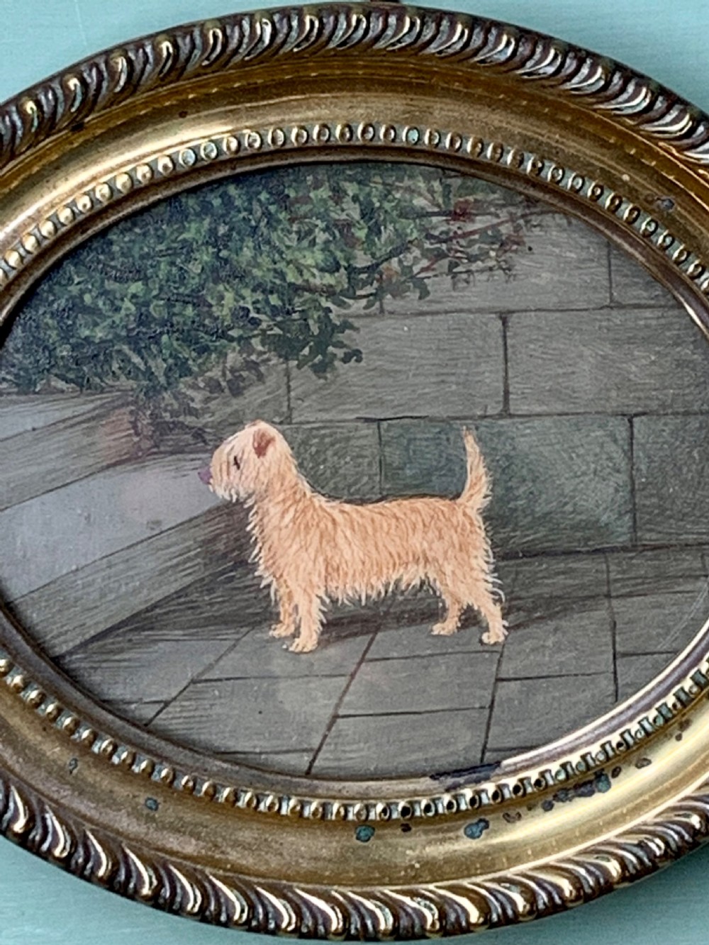 EARLY 20thC PORTRAIT OF A TERRIER IN A COURTYARD View II