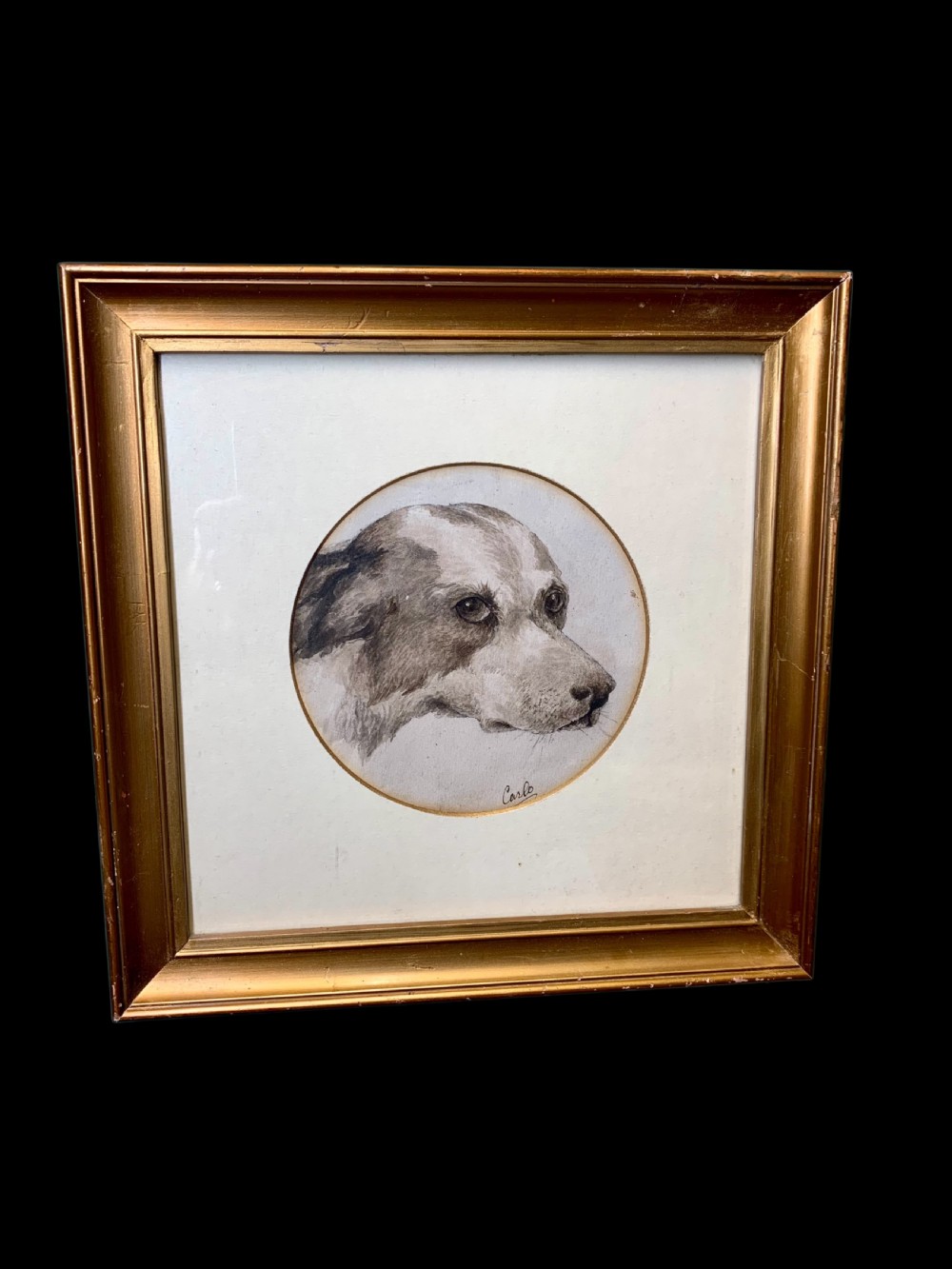 19th CENTURY WATERCOLOUR PORTRAIT OF A TERRIER