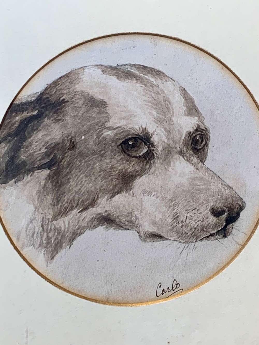 19th CENTURY WATERCOLOUR PORTRAIT OF A TERRIER View II