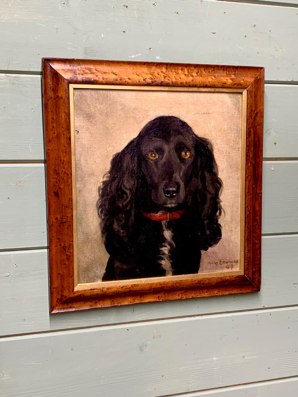 PORTRAIT OF A BLACK SPANIEL - BY MARY EDWARDS 1949 View V