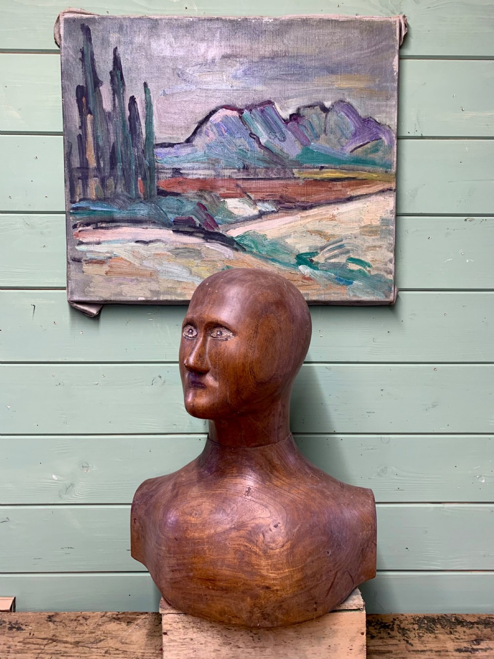 A RARE FRENCH CARVED MILLINER’S HEAD AND SHOULDERS View III