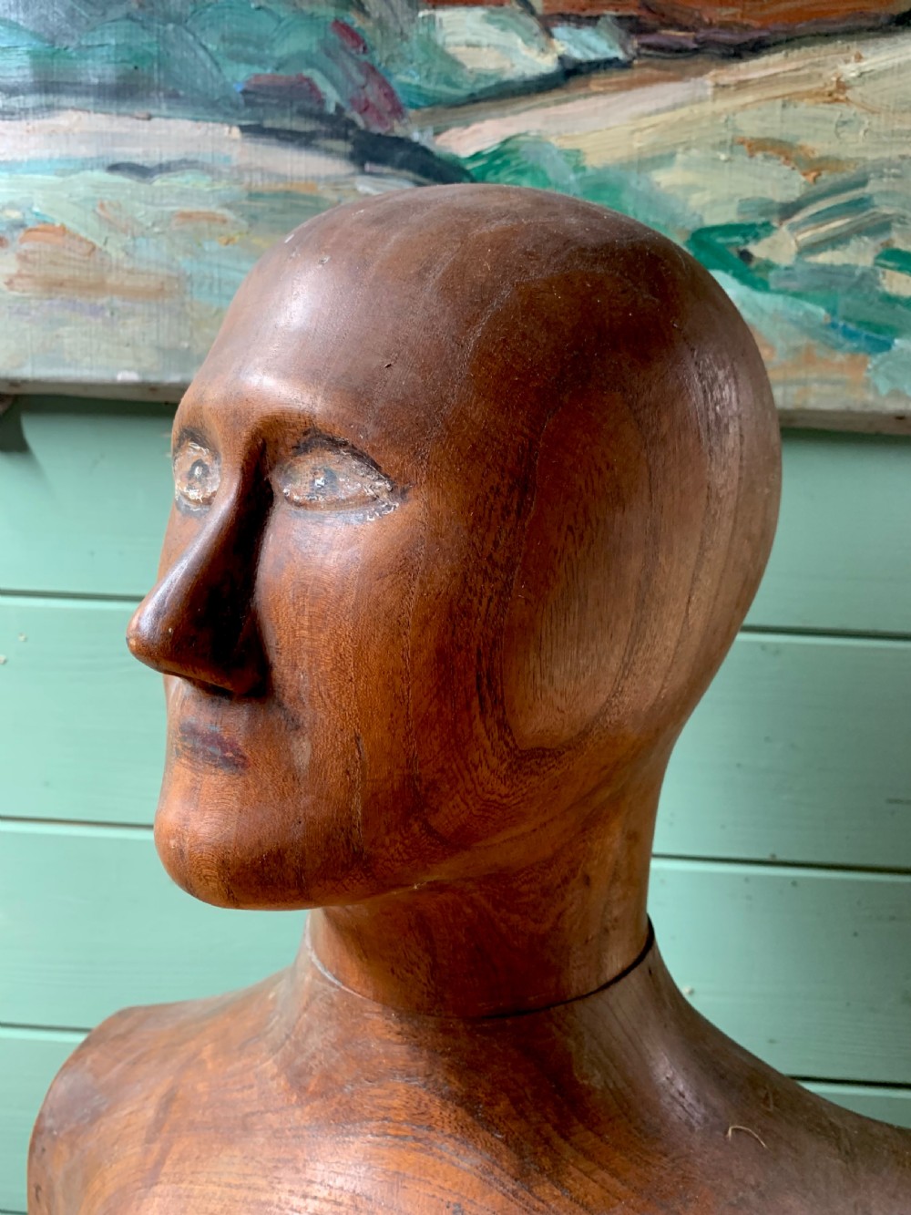 A RARE FRENCH CARVED MILLINER’S HEAD AND SHOULDERS View IV