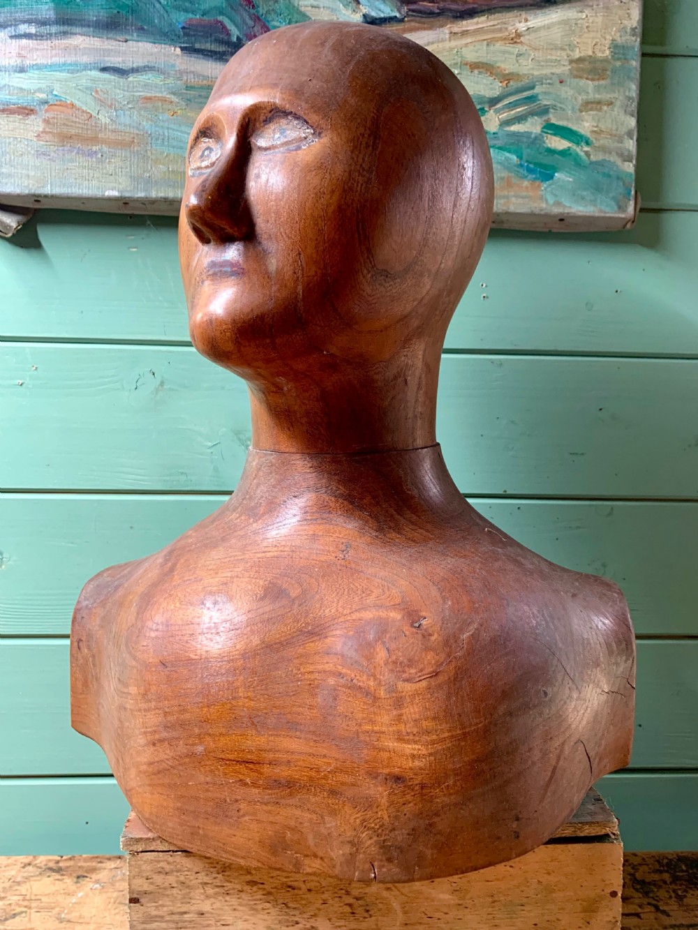 A RARE FRENCH CARVED MILLINER’S HEAD AND SHOULDERS View V