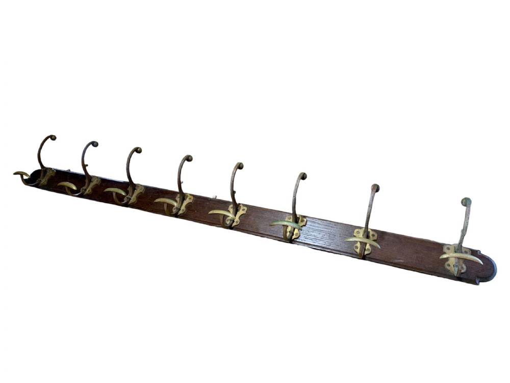 FABULOUS 19th CENTURY RUN OF LARGE BRASS COAT & HAT HOOKS