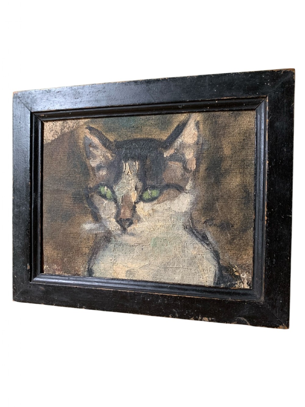 EARLY 20th CENTURY OIL SKETCH OF A CAT 