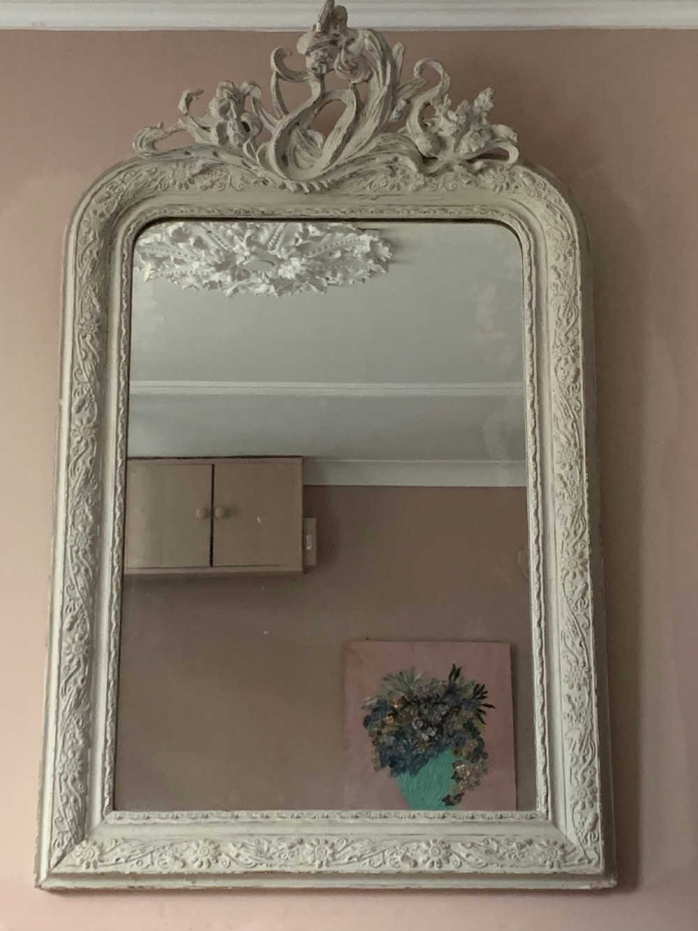 VERY PRETTY ART NOUVEAU PERIOD WALL MIRROR View II