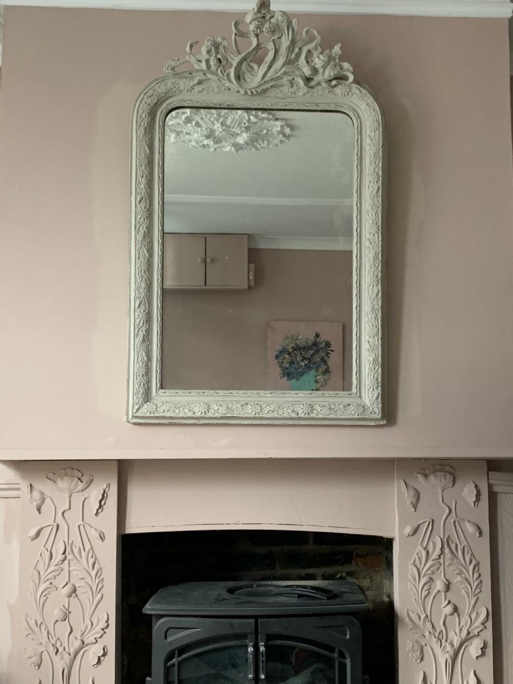 VERY PRETTY ART NOUVEAU PERIOD WALL MIRROR View IX