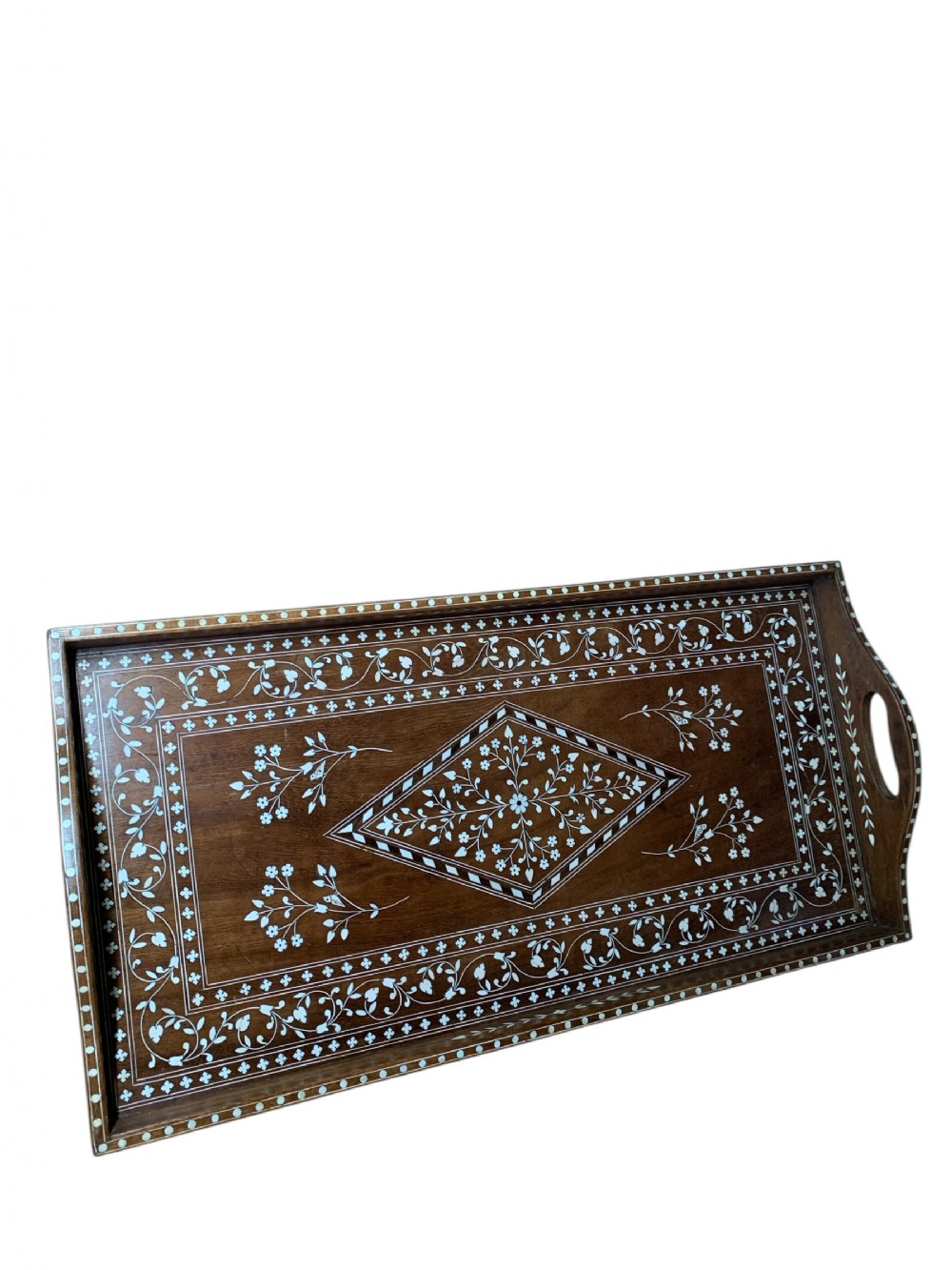 EDWARDIAN HOSHIAPUR SERVING TRAY WITH BONE INLAYS