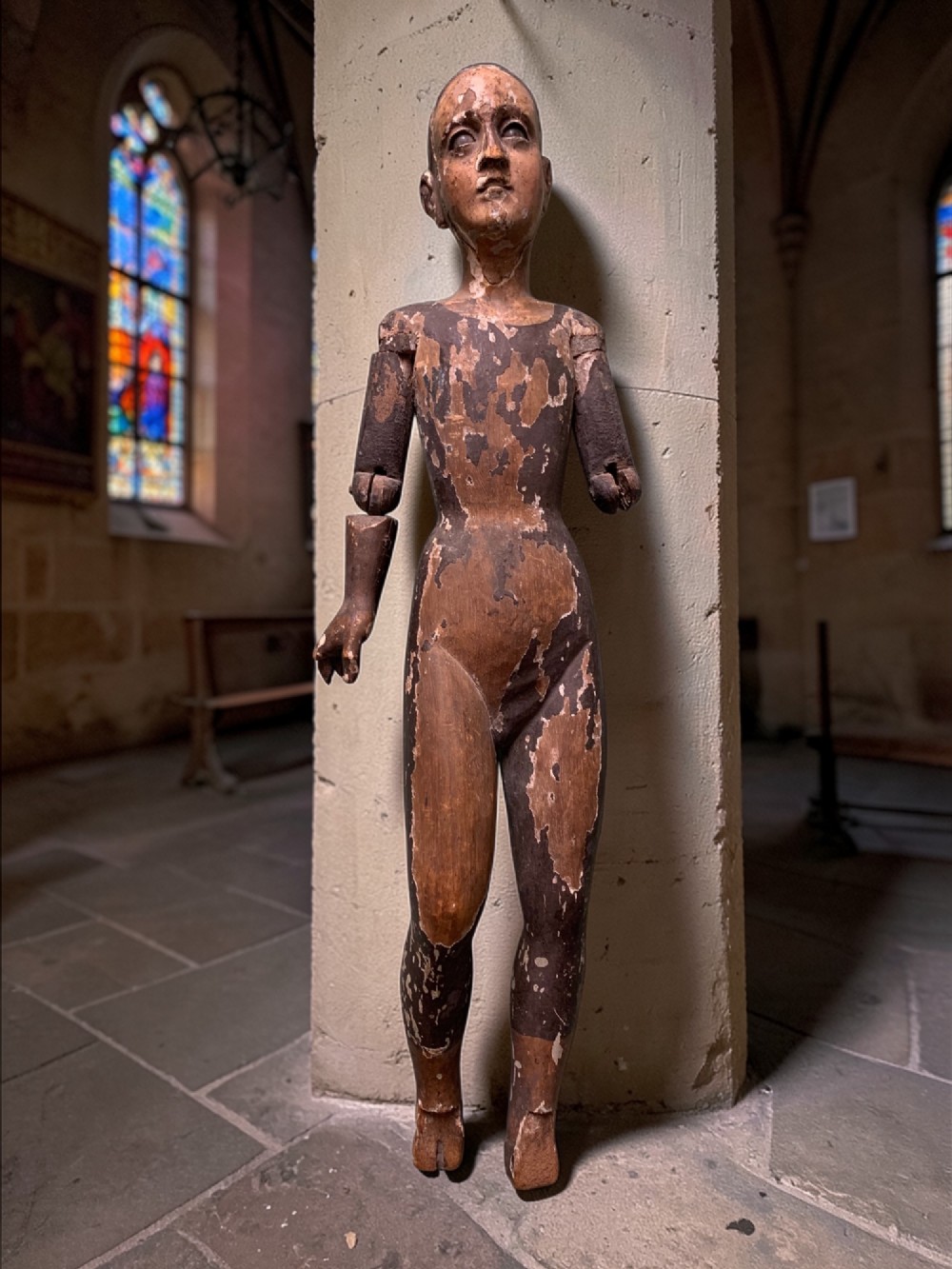 ANTIQUE CARVED FIGURE OF A SAINT OR SANTO View II