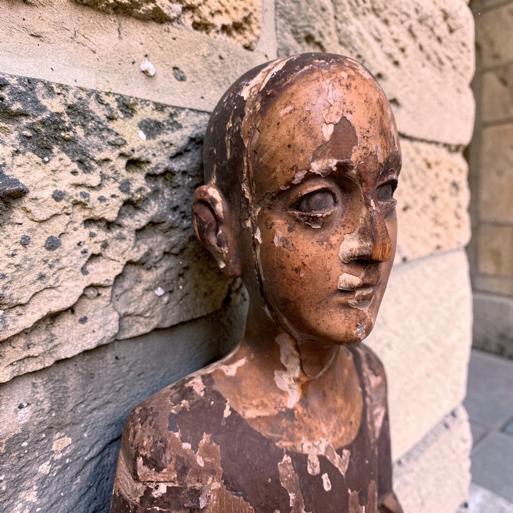ANTIQUE CARVED FIGURE OF A SAINT OR SANTO View III