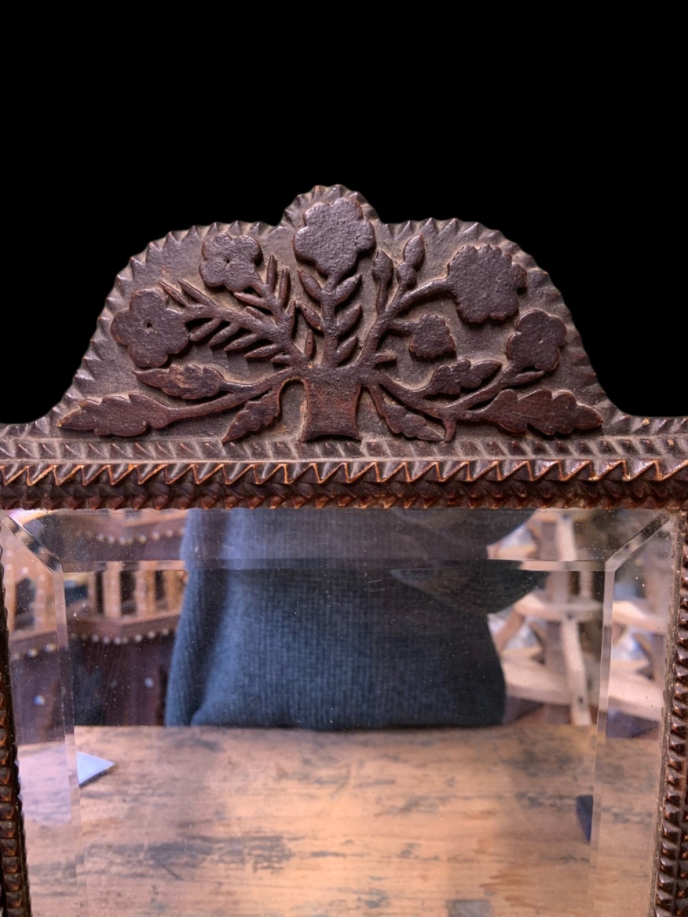 19th CENTURY TRAMP ART MIRROR View II
