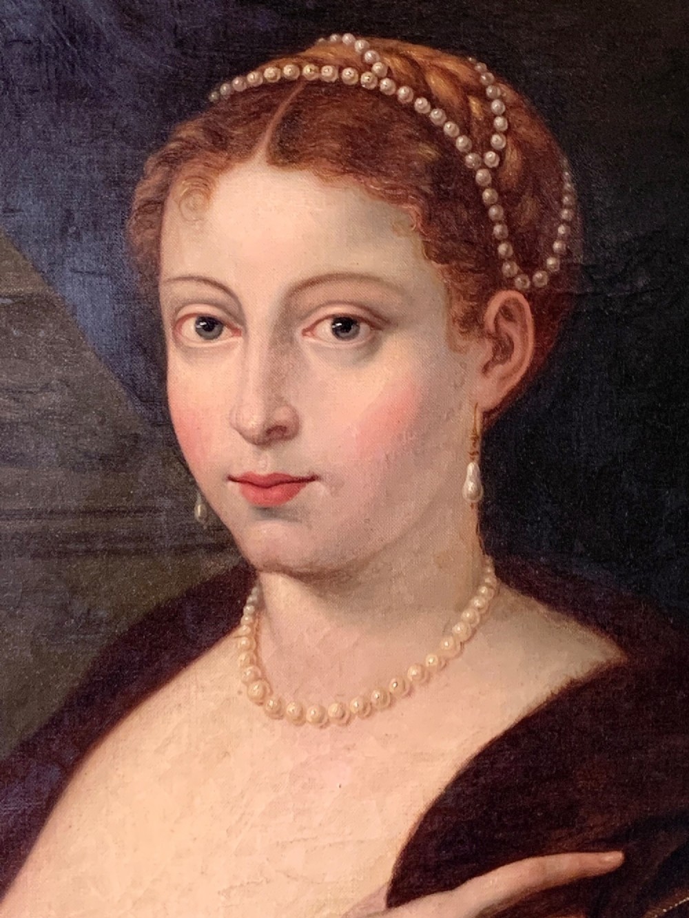 LARGE ANTIQUE OIL PORTRAIT AFTER TITIAN -DATED 1867 View IV