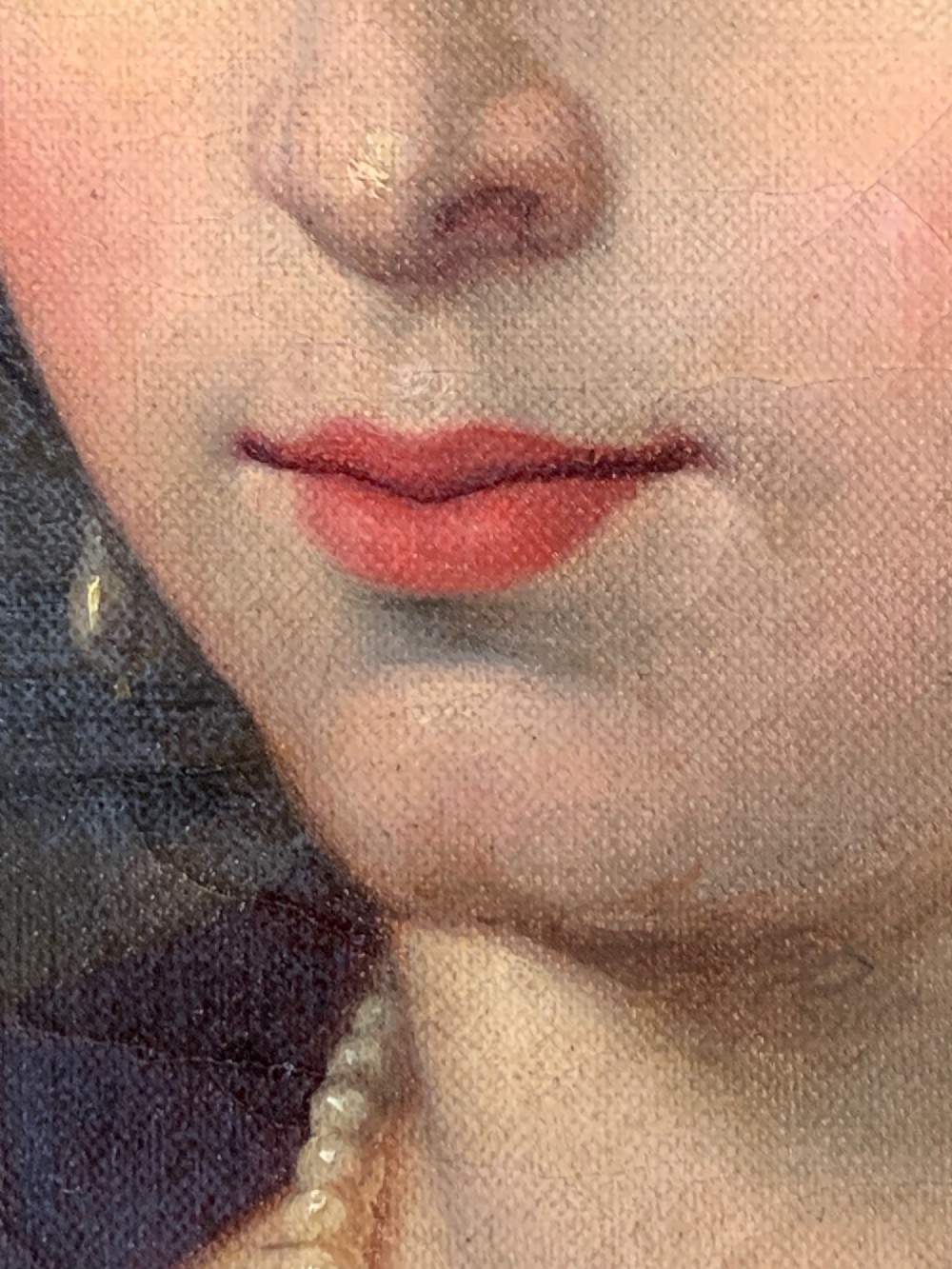 LARGE ANTIQUE OIL PORTRAIT AFTER TITIAN -DATED 1867 View IX