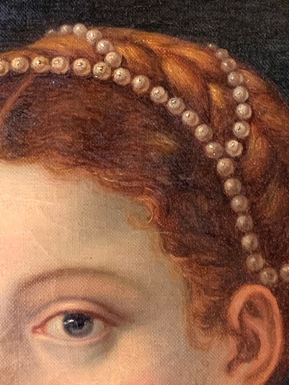 LARGE ANTIQUE OIL PORTRAIT AFTER TITIAN -DATED 1867 View XI