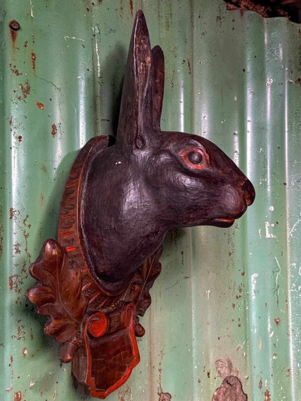 A CHARMING NAIVE FOLK ART CARVED HARE HEAD View II