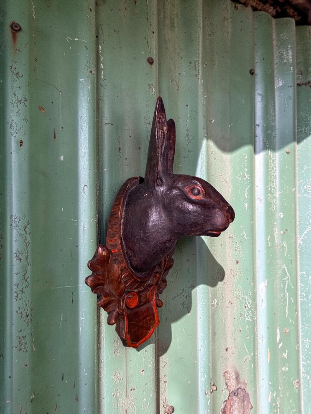 A CHARMING NAIVE FOLK ART CARVED HARE HEAD View VII
