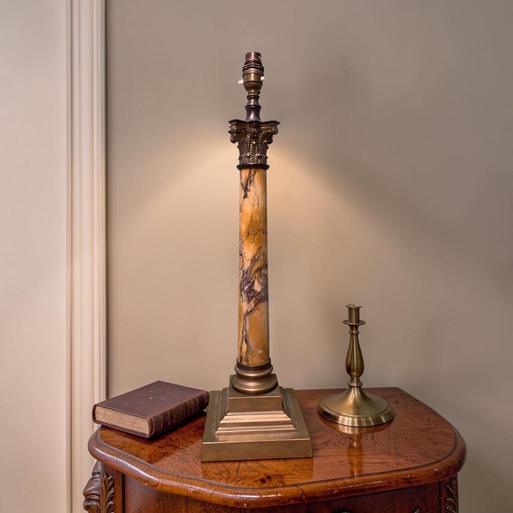 LARGE EARLY 20th C CORINTHIAN COLUMN TABLE LAMP View II