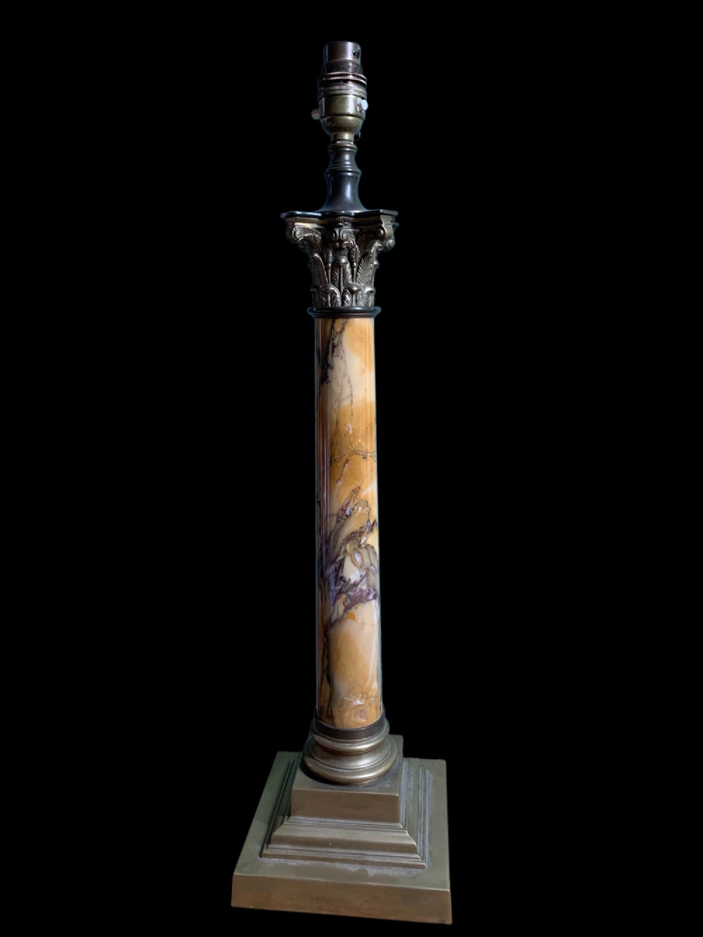 LARGE EARLY 20th C CORINTHIAN COLUMN TABLE LAMP View III
