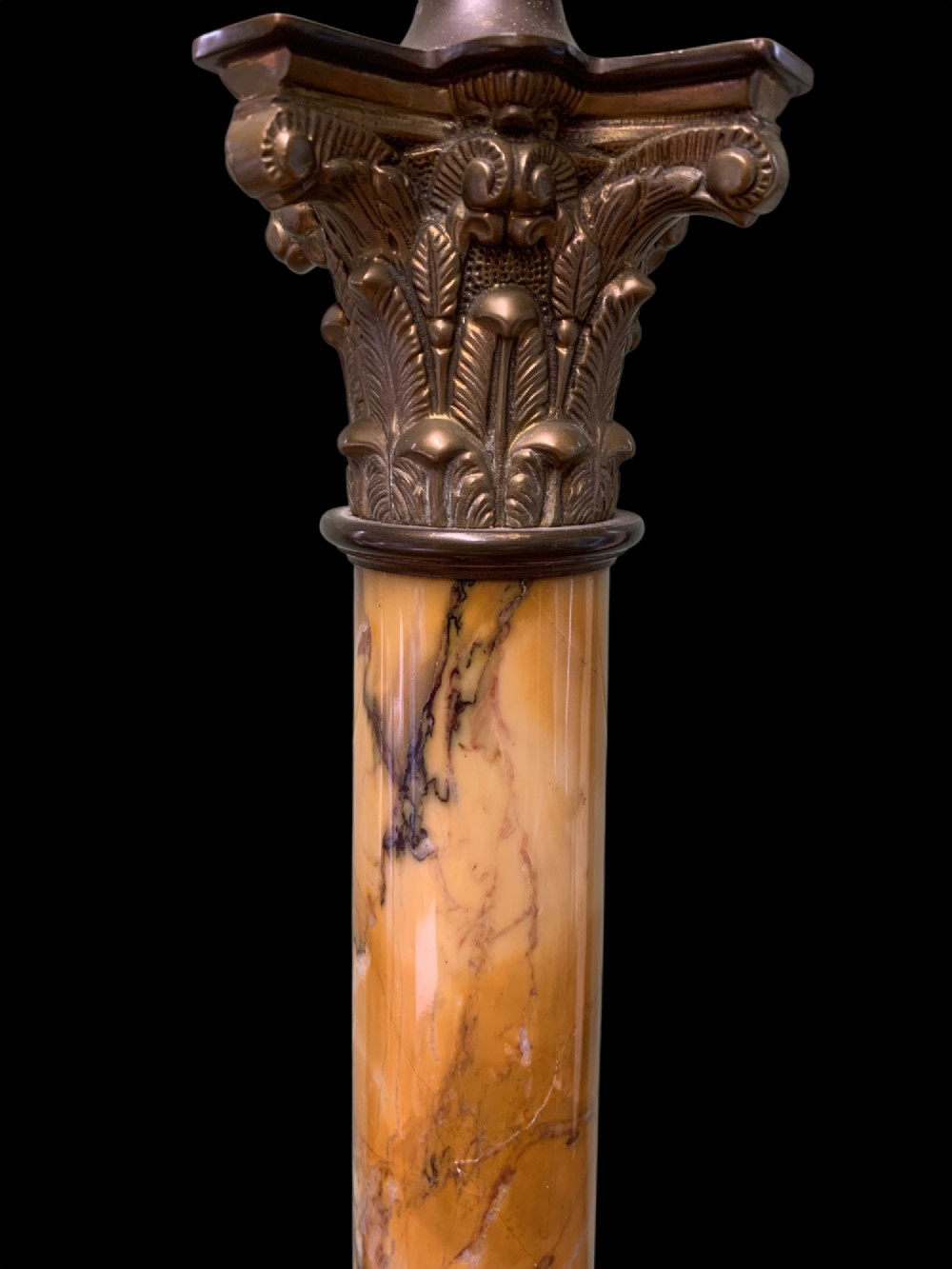 LARGE EARLY 20th C CORINTHIAN COLUMN TABLE LAMP View VI