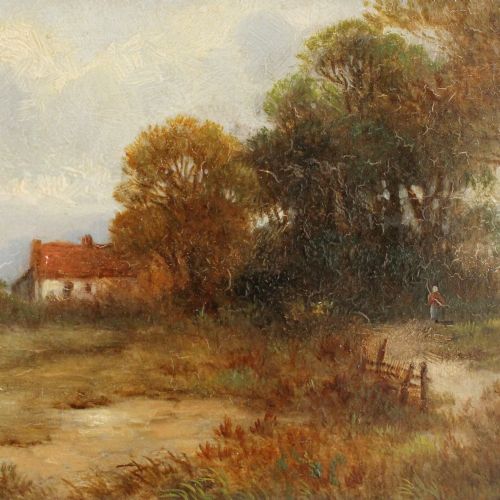 fig 1. Autumnal English Countryside Scene, Oil On Board, 19th Century