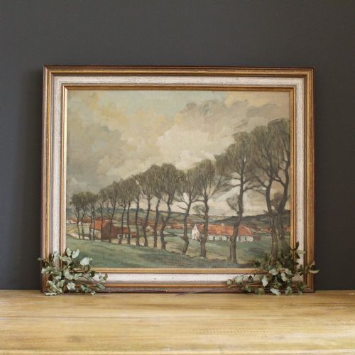 Village Approach, Mid-century Continental Oil Painting, Impressionism