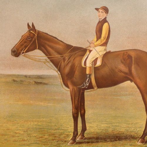 fig 1. Antique Equestrian Print, English Race Horse & Jockey
