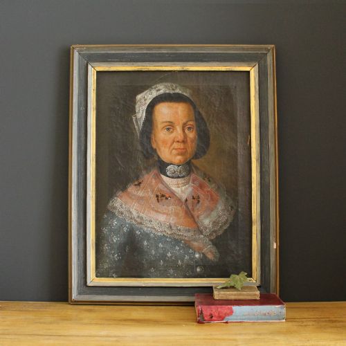 fig 1. Bromberger, Portrait Of A Lady, Naive Antique Painting, Primitive