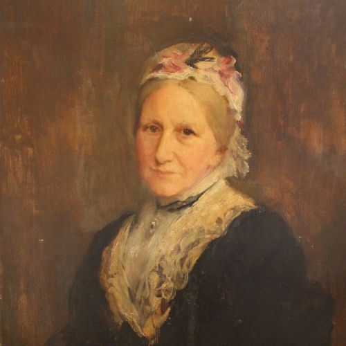 Percy Bigland, Portrait of a Lady in a Lace Cap, Edwardian Portrait, Beautiful English Oil Painting