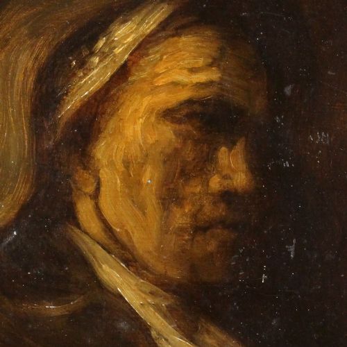 fig 1. Dark 18th Century Antique Portrait, Figure In The Shadows