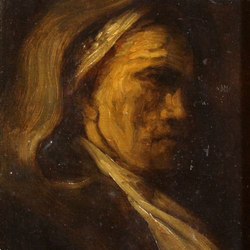 Dark 18th Century Antique Portrait, Figure in the Shadows