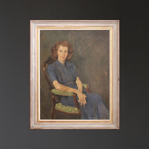 fig 1. Large Portrait Of A Lady In A Blue Silk Chiffon Dress
