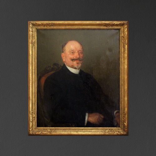 fig 1. Franz Ludwig Kiederich, Portrait Of Anton Bürsgens, Large Original Oil Painting