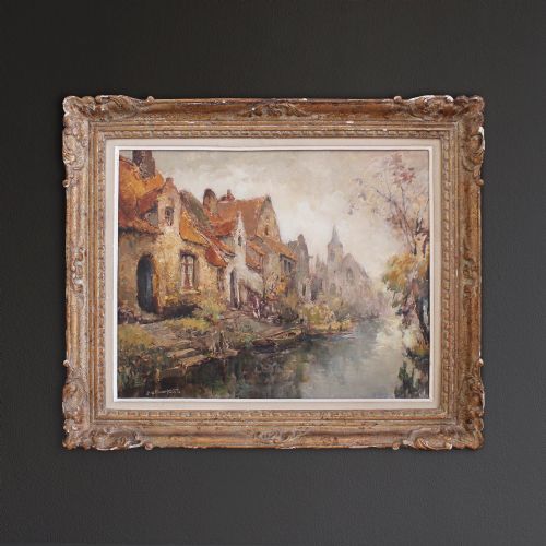 Alfred Van Neste, Petit Canal, Original Impressionistic Painting, Belgium
