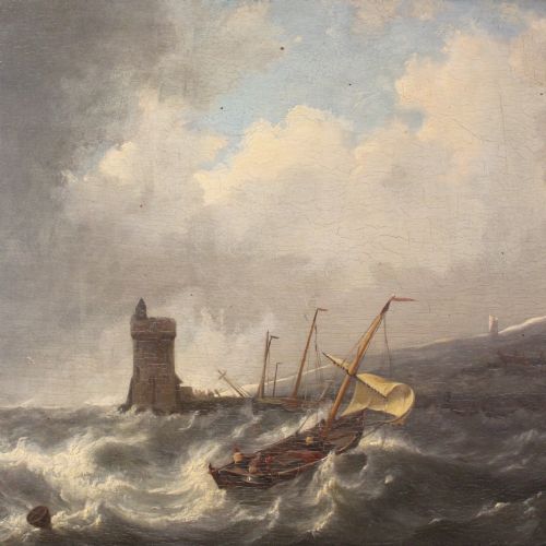 fig 1. Rough Seas, 19th Century Nautical Scene
