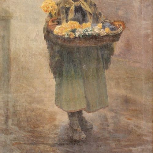 fig 2. Portrait Of A Victorian Flower Girl, Oil Painting, London