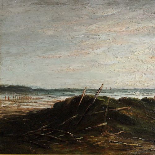 fig 2. Samuel Bough RSA, Shore Scene With A Shrimp Fisherman, Antique Oil Painting, Coast, Scotland