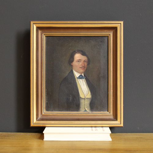 Portrait of a Gentleman with a Yellow Waistcoat, Antique Oil Painting