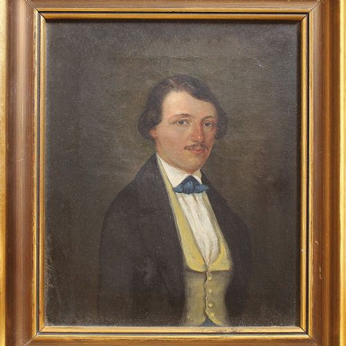 fig 1. Portrait Of A Gentleman With A Yellow Waistcoat, Antique Oil Painting