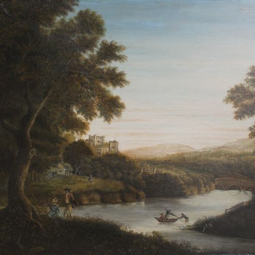 fig 2. Rural Idealised Landscape With Figures, 18th Century Oil Painting On Panel