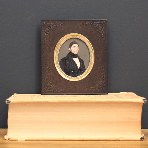 Portrait Miniature of an Early-victorian Gentleman, Original Vintage Painting
