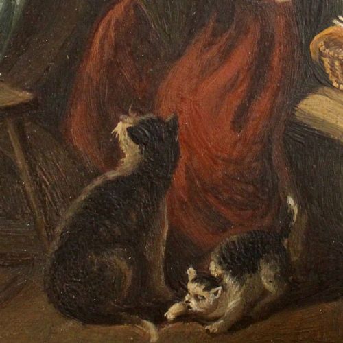 fig 1. The Cat Lady, Original 19th Century Genre Scene