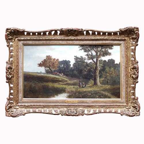 fig 1. Abraham Hulk Junior, View Near Arundel, Sussex, Antique English Landscape Oil Painting