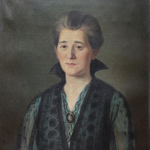 fig 2. Josef Rolletschek, Portrait Of A Lady With Wide Collars, Antique Oil Painting