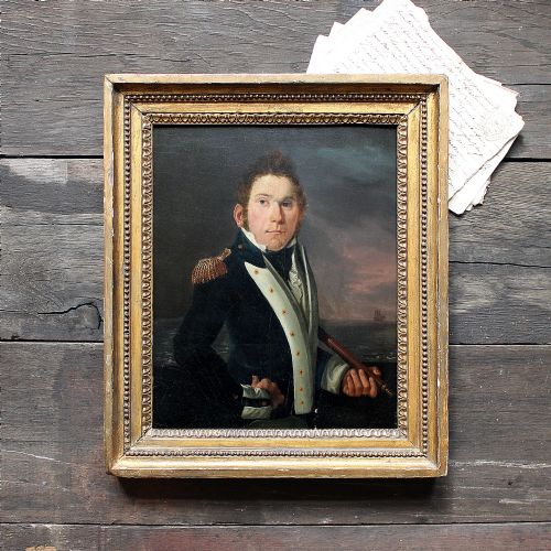 fig 4. Portrait Of A British Royal Navy Lieutenant [Attr. Richard Livesay], Original Antique Naval Painting