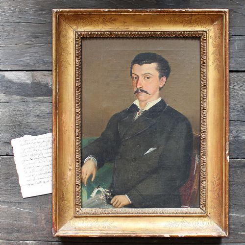 Portrait of a Stylish Italian Gentleman, Antique Oil Painting