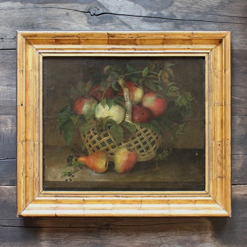 Italian Still Life with Apples, Berries & Pears, Antique Oil Painting