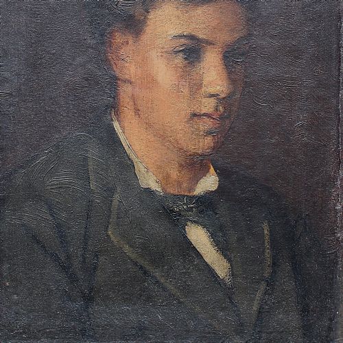 fig 2. Édouard John Mentha, Portrait Of A Young Man, Antique Oil Painting