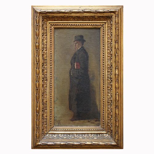 fig 2. Édouard John Mentha, Study Of A Gentleman, Antique Oil Painting, Portrait