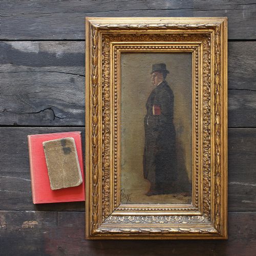 Édouard John Mentha, Study of a Gentleman, Antique Oil Painting, Portrait